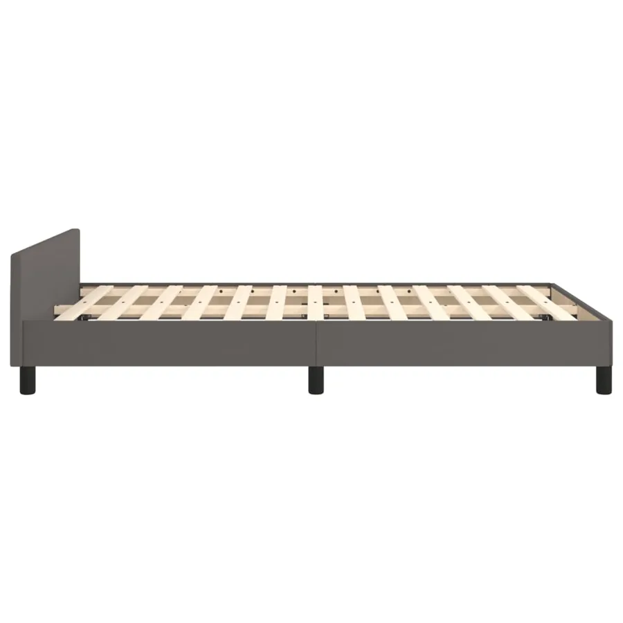 Cadre de lit sans matelas gris 120x190 cm similicuir - 6