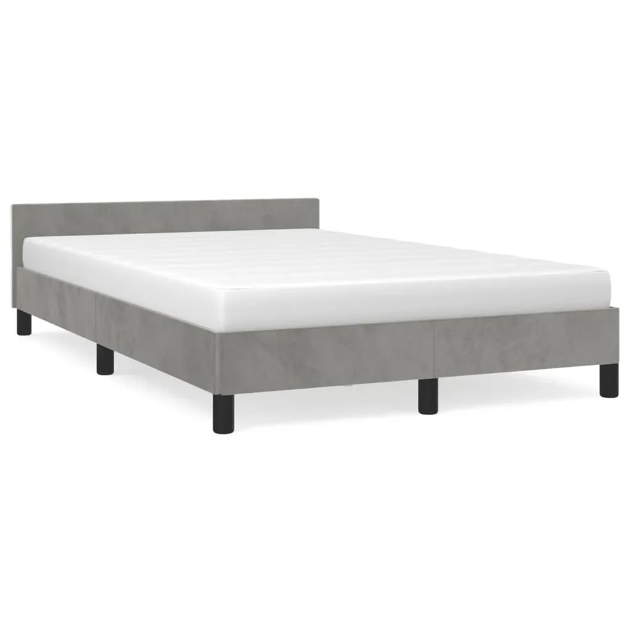 Cadre de lit sans matelas gris clair 120x190 cm velours - 2
