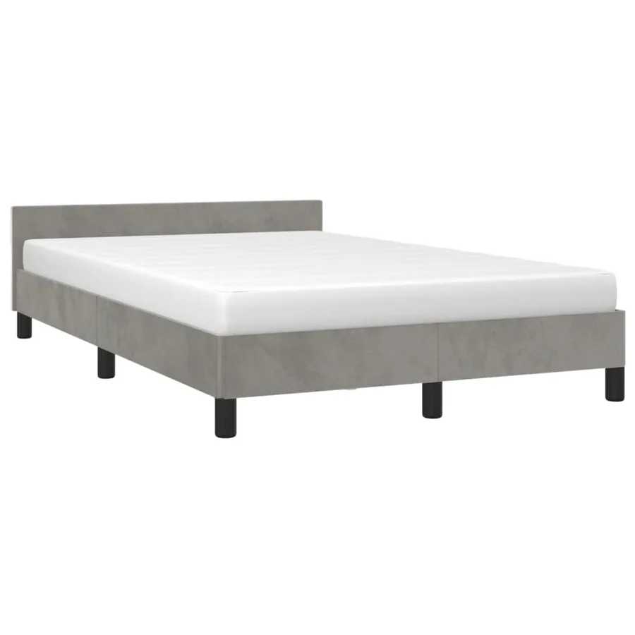 Cadre de lit sans matelas gris clair 120x190 cm velours - 4