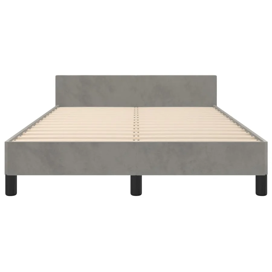 Cadre de lit sans matelas gris clair 120x190 cm velours - 5