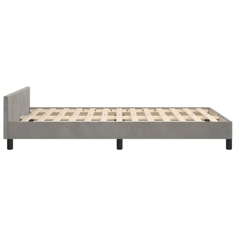 Cadre de lit sans matelas gris clair 120x190 cm velours - 6