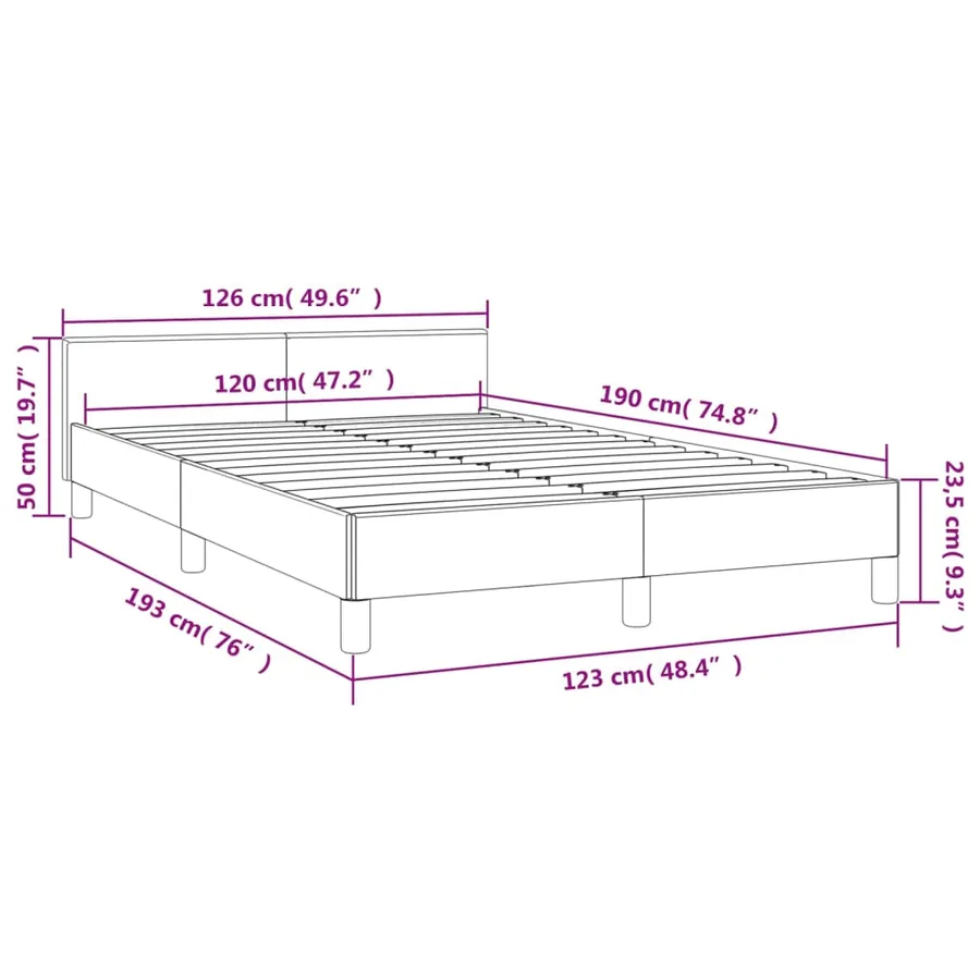 Cadre de lit sans matelas gris clair 120x190 cm velours - 9