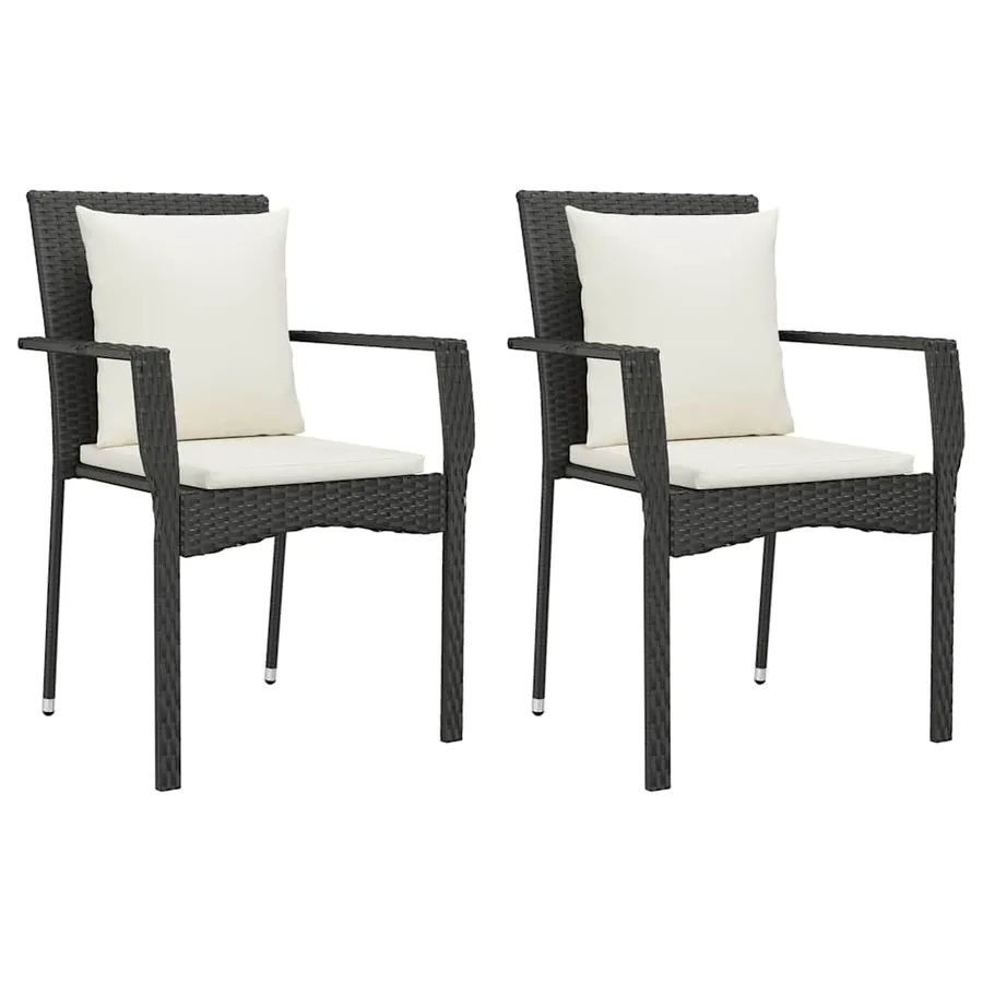 Ensemble à manger de jardin coussins 7pcs Noir Résine tressée - 3