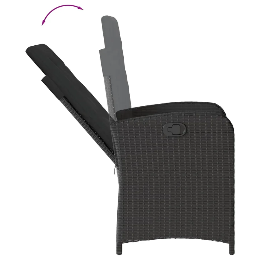 Ensemble à manger de jardin 9pcs coussins noir résine tressée - 5