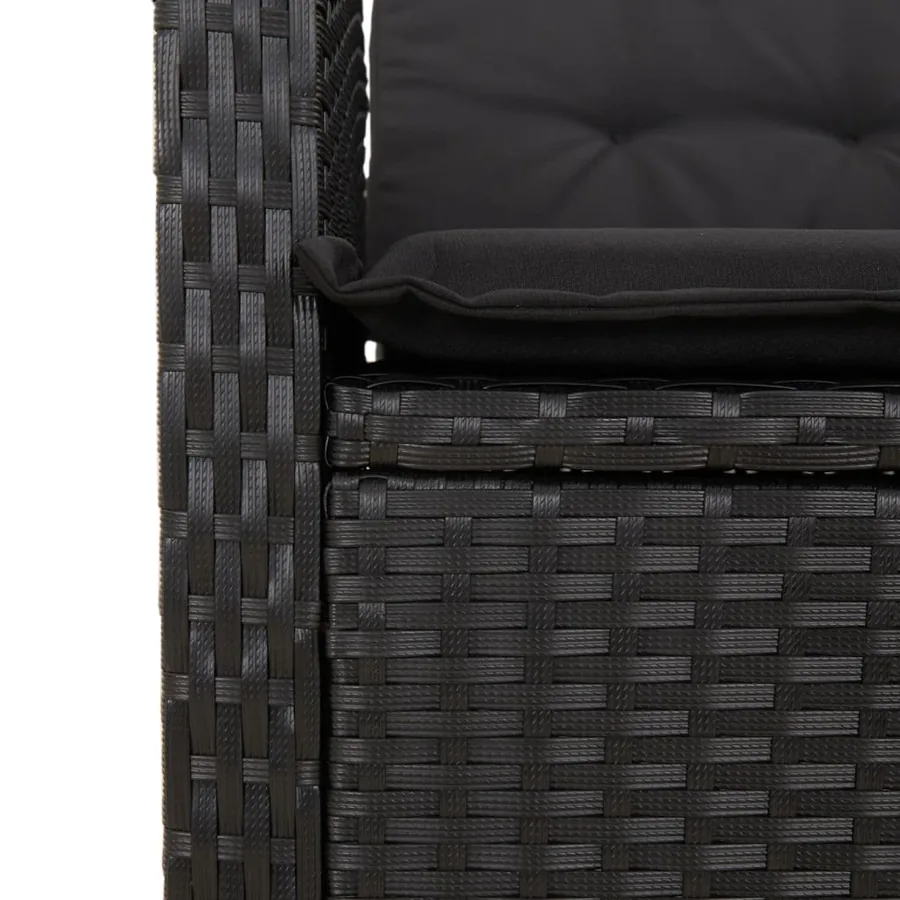 Ensemble à manger de jardin 9pcs coussins noir résine tressée - 7