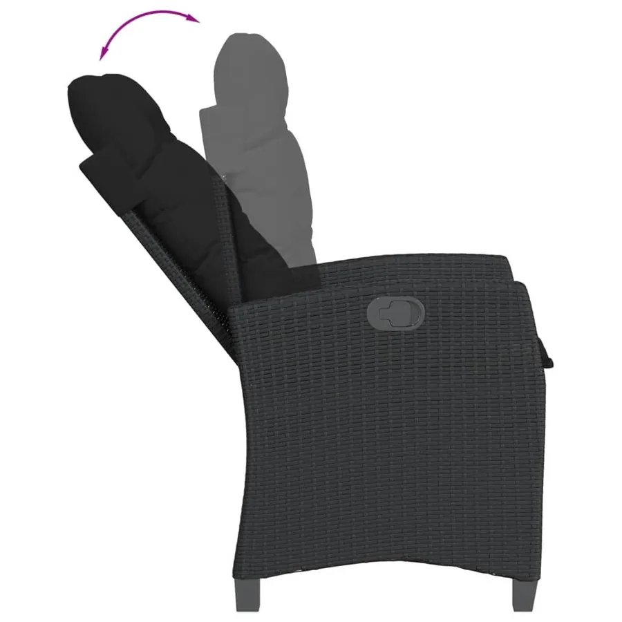 Ensemble à manger de jardin coussins 7pcs Noir Résine tressée - 5