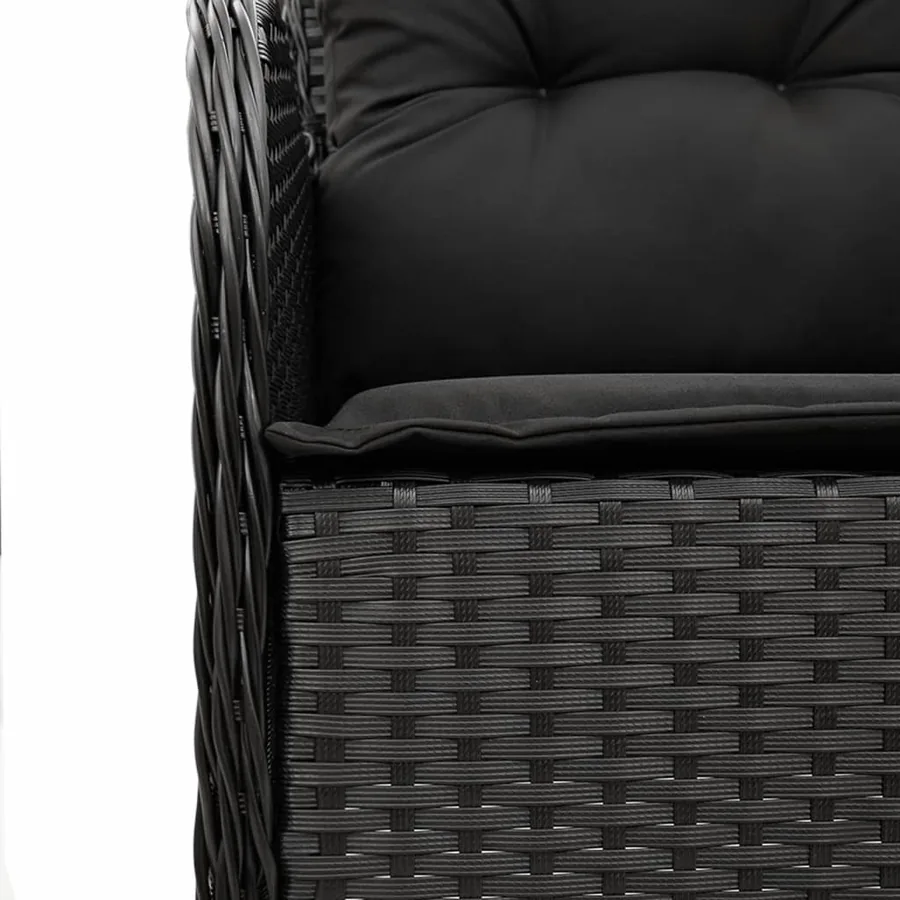 Ensemble à manger de jardin coussins 7pcs Noir Résine tressée - 5