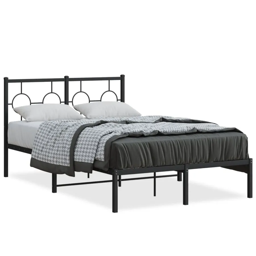 Cadre de lit métal sans matelas avec tête de lit noir 120x190cm - 2