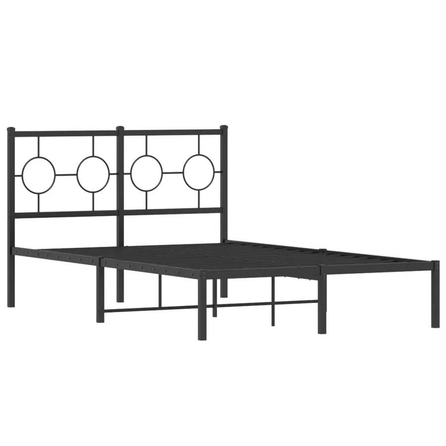 Cadre de lit métal sans matelas avec tête de lit noir 120x190cm - 3