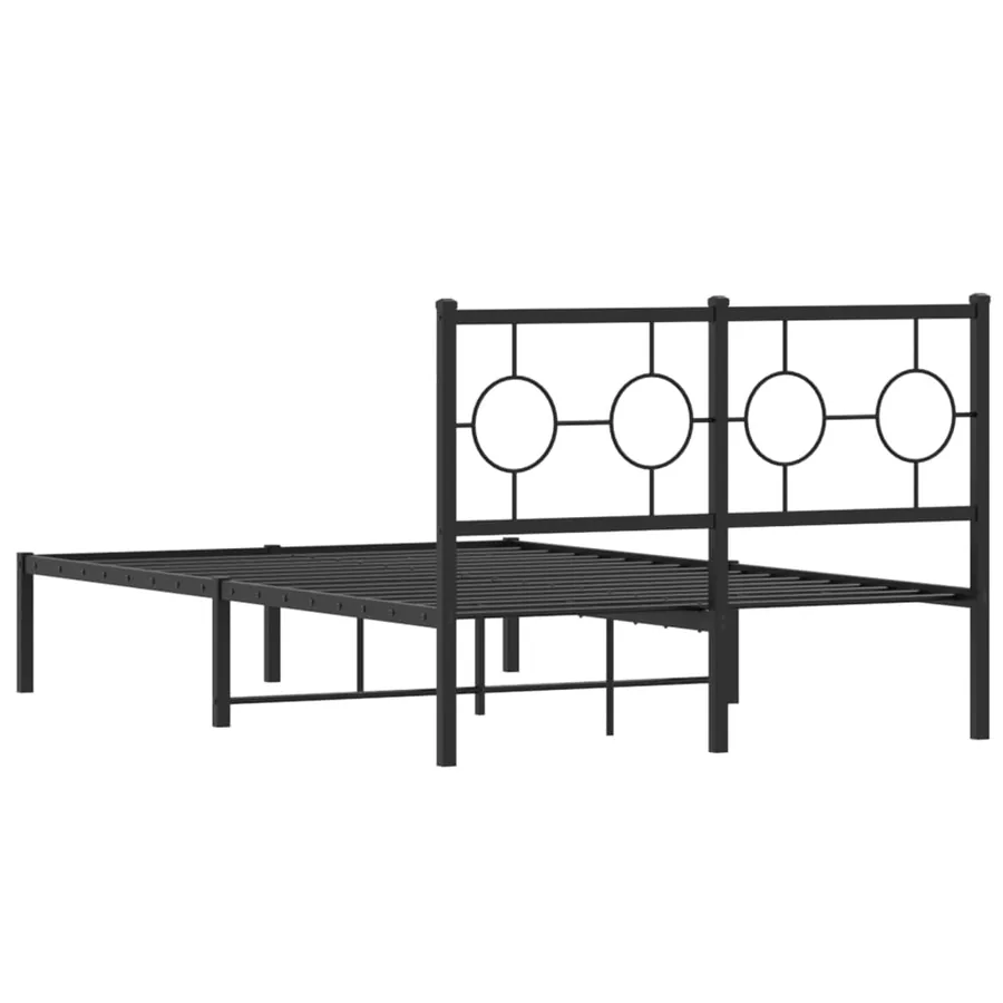 Cadre de lit métal sans matelas avec tête de lit noir 120x190cm - 7