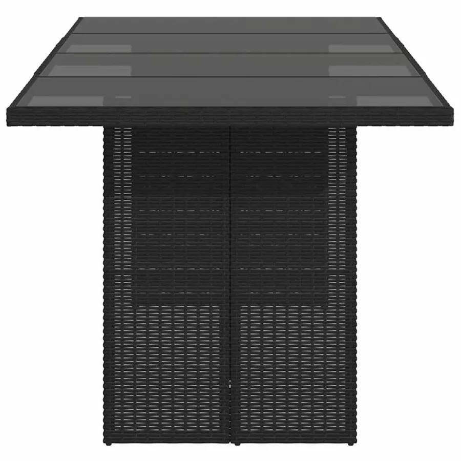 Table de jardin dessus en verre noir 190x80x74cm résine tressée - 5