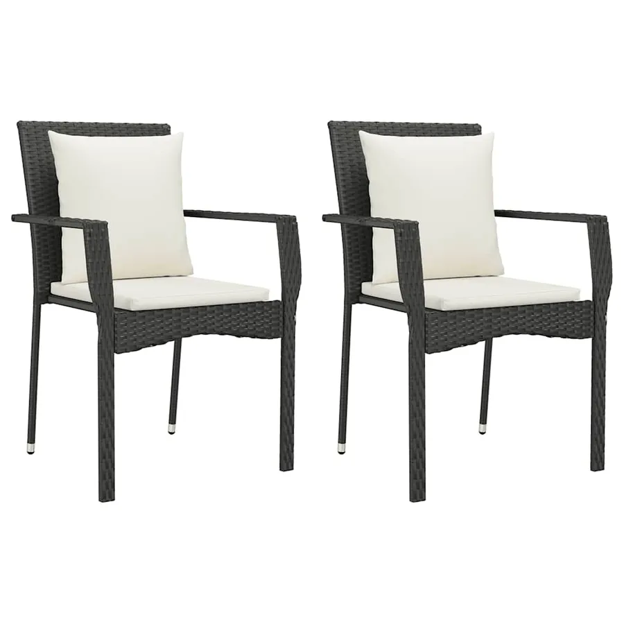 Ensemble à manger de jardin 9pcs coussins noir résine tressée - 3