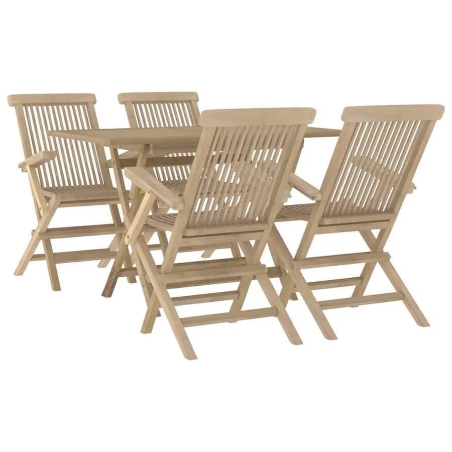 Salon de jardin 5 pcs gris bois de teck massif - 3