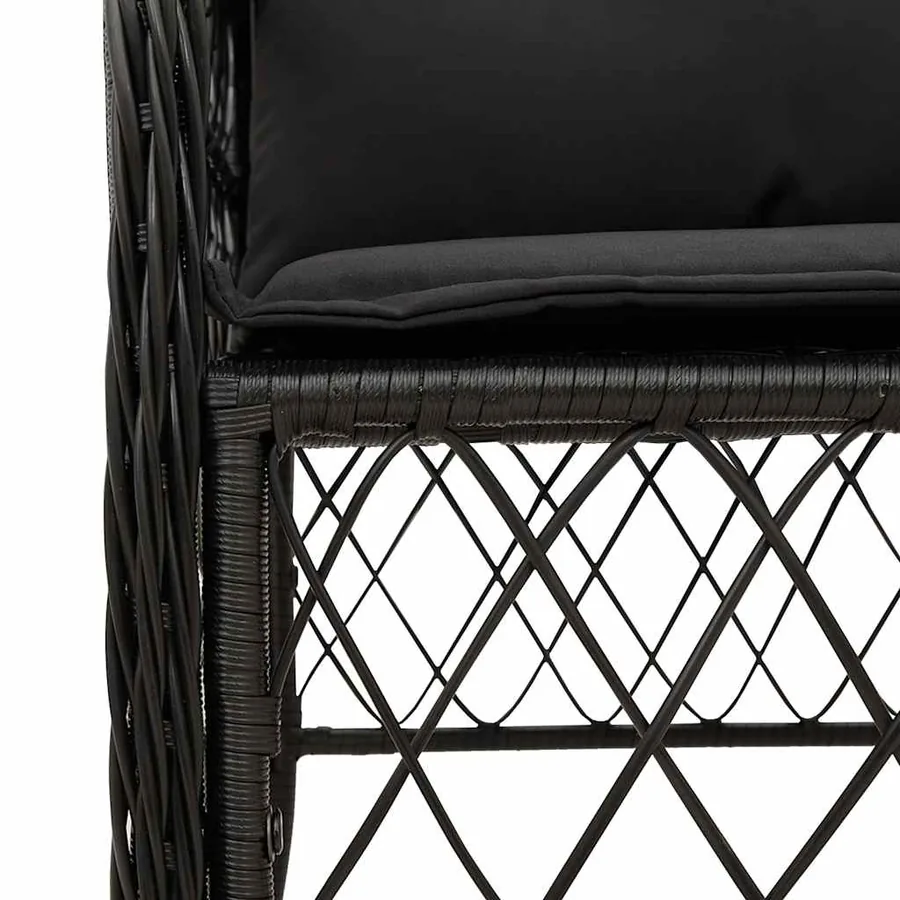 Ensemble à manger de jardin 9pcs coussins noir résine tressée - 5