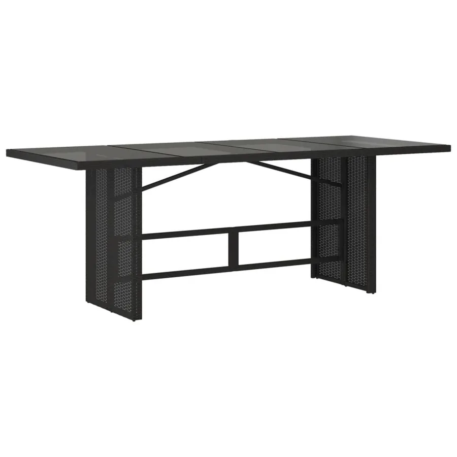 Ensemble à manger de jardin coussins 7pcs Noir Résine tressée - 4