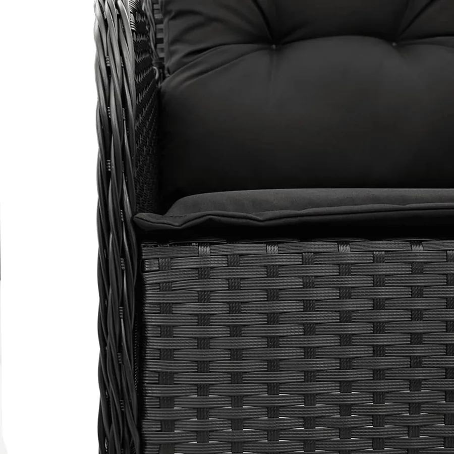 Ensemble à manger de jardin coussins 7pcs Noir Résine tressée - 5