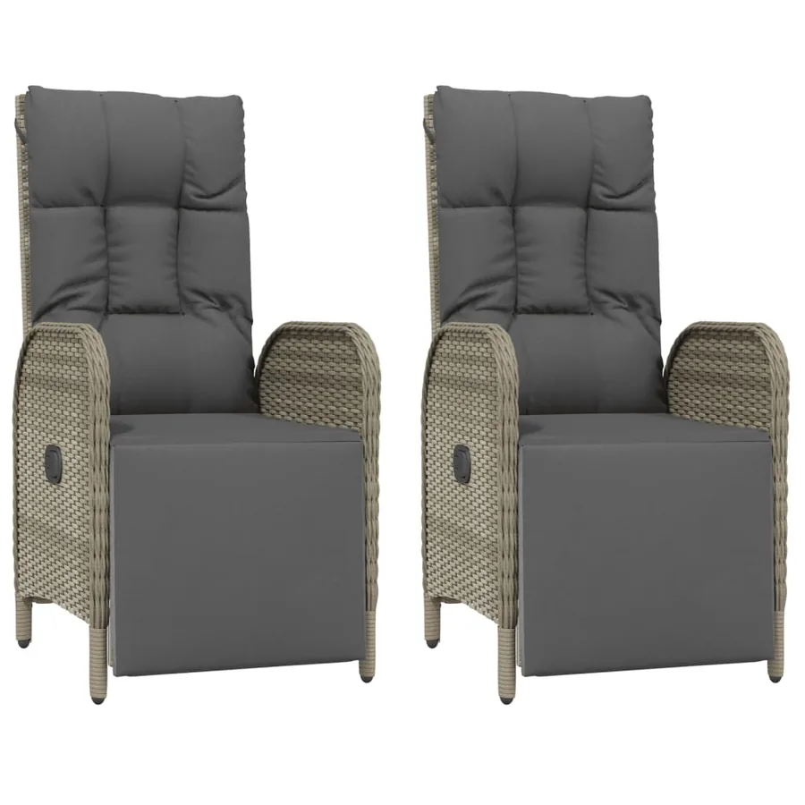 Ensemble à manger de jardin 9 pcs coussins gris résine tressée - 4