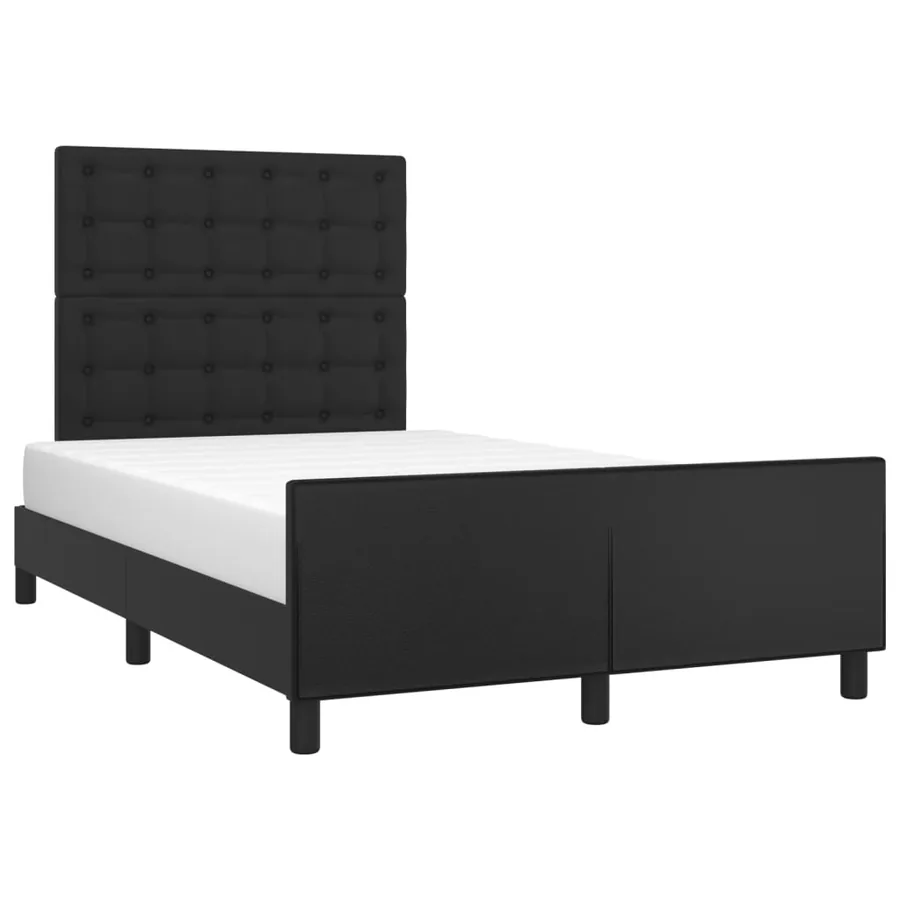 Cadre de lit sans matelas noir 120x190 cm similicuir - 4