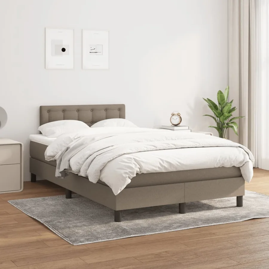 Sommier à lattes de lit avec matelas taupe 120x190 cm tissu - 3