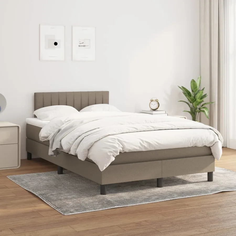 Sommier à lattes de lit avec matelas taupe 120x190 cm tissu - 3