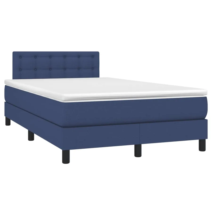 Sommier à lattes de lit avec matelas bleu 120x190 cm tissu - 2