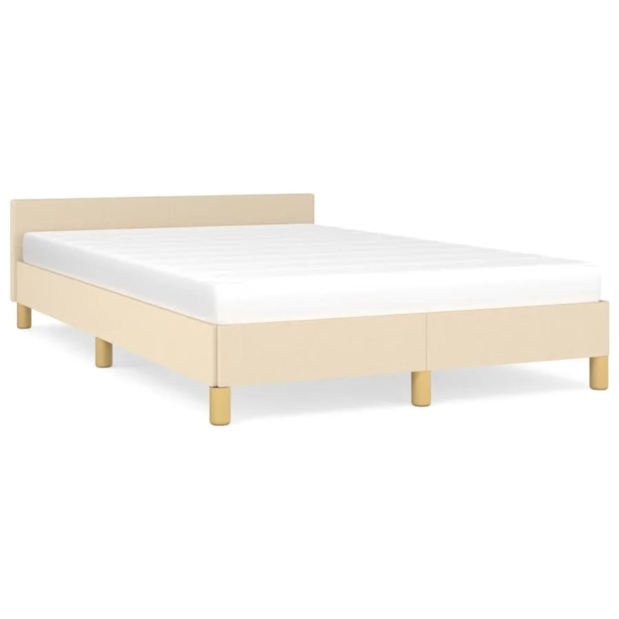 Cadre de lit sans matelas crème 120x190 cm tissu - 2
