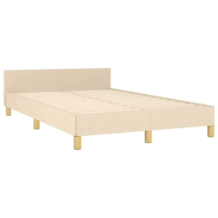 Cadre de lit sans matelas crème 120x190 cm tissu - 3