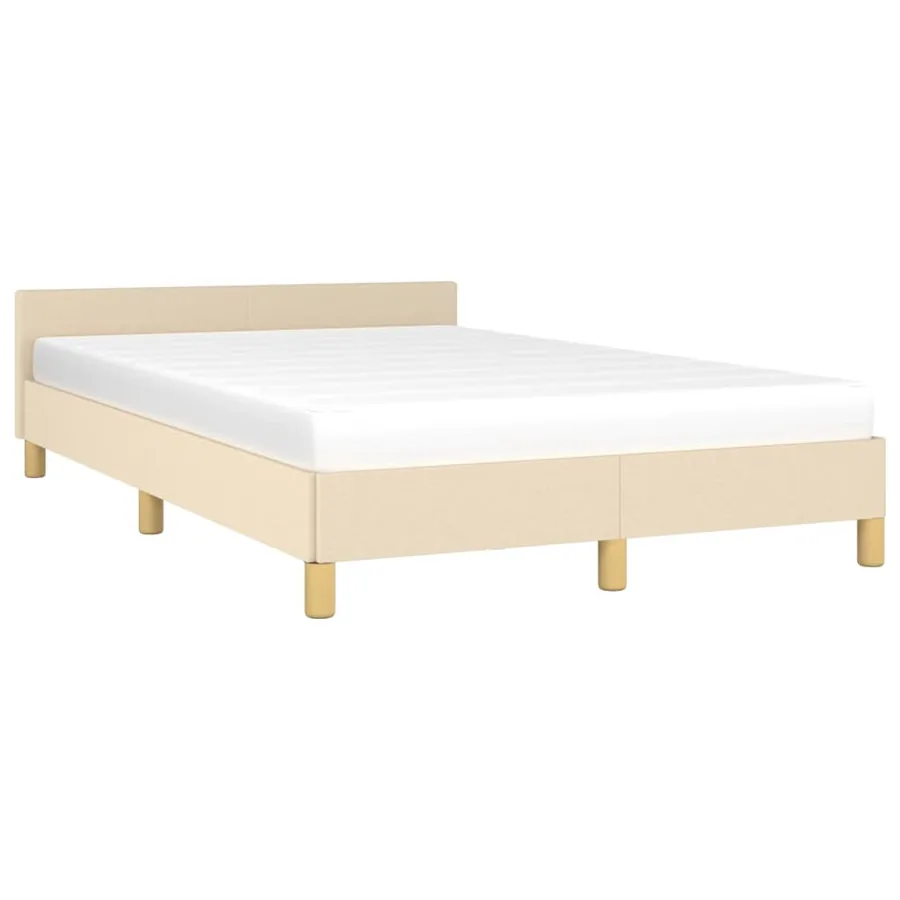 Cadre de lit sans matelas crème 120x190 cm tissu - 4