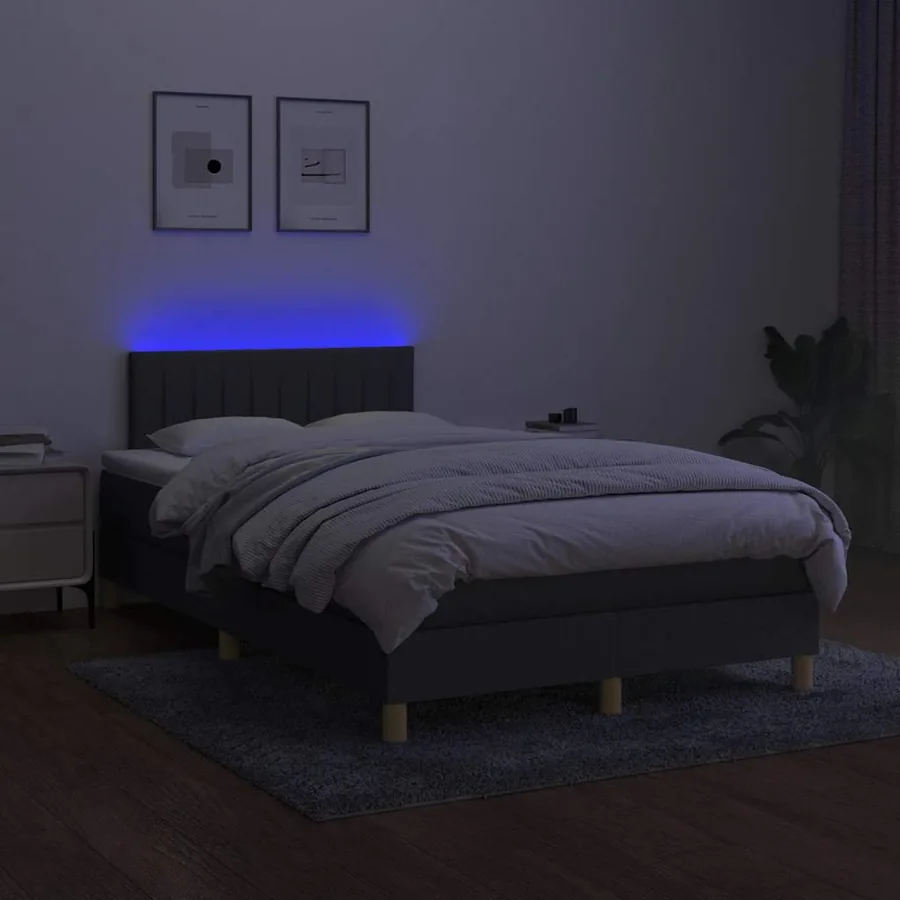 Sommier à lattes de lit matelas LED gris foncé 120x190 cm tissu - 5