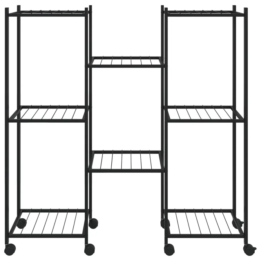 Jardinière avec roues 83x25x83,5 cm Noir Fer - 3