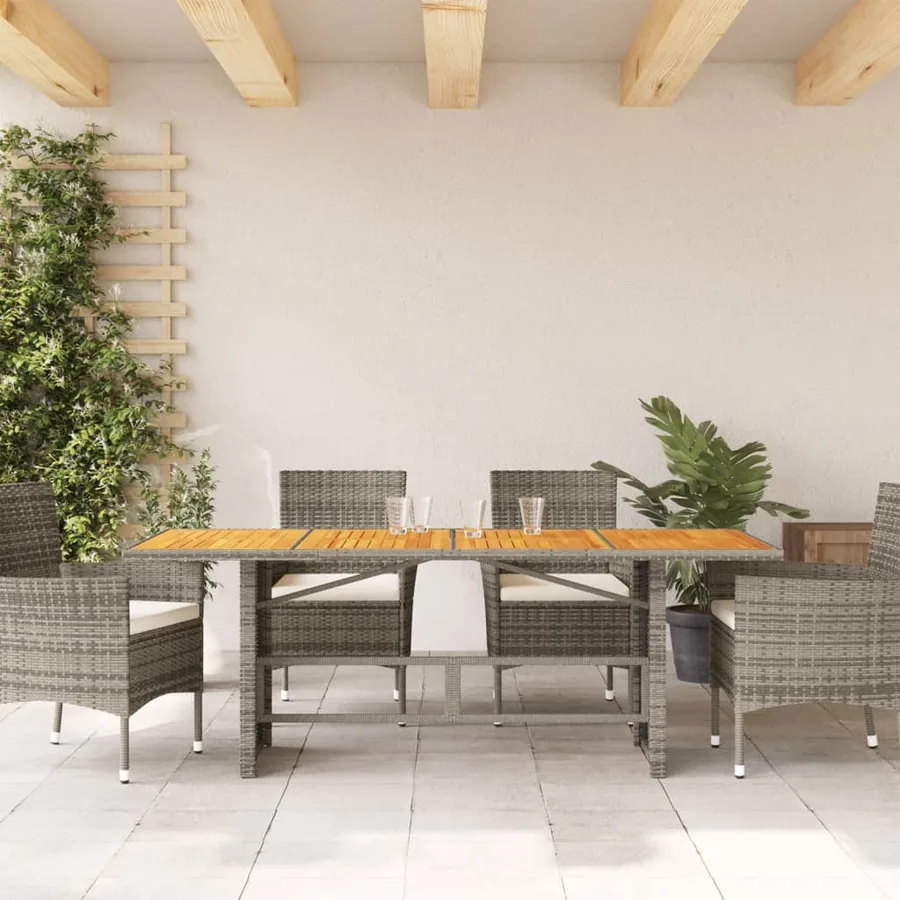 Table de jardin avec dessus en bois d'acacia gris 190x80x74 cm - 3