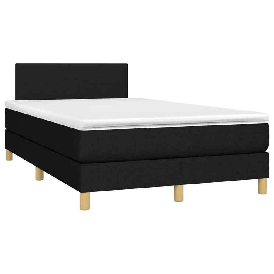 Sommier à lattes de lit avec matelas noir 120x190 cm tissu - 2