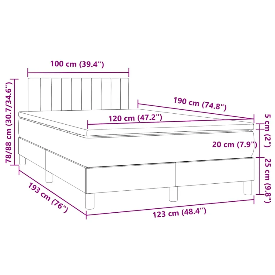 Sommier à lattes de lit avec matelas LED bleu foncé 120x190 cm - 11
