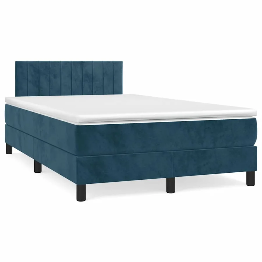 Sommier à lattes de lit et matelas bleu foncé 120x190cm velours - 2