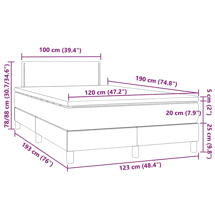 Sommier à lattes de lit matelas LED noir 120x190 cm similicuir - 11