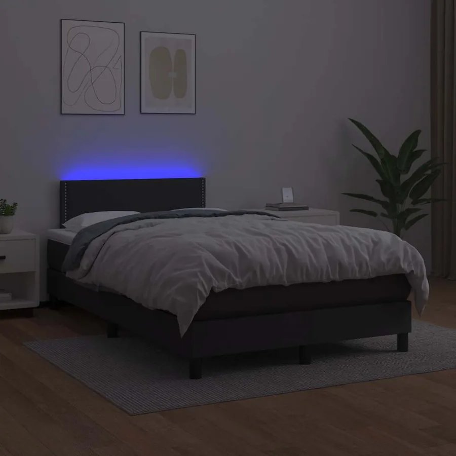Sommier à lattes de lit matelas LED noir 120x190 cm similicuir - 4
