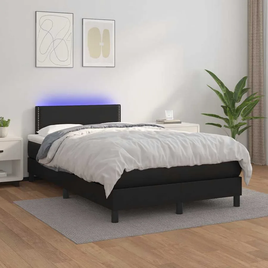 Sommier à lattes de lit matelas LED noir 120x190 cm similicuir - 5