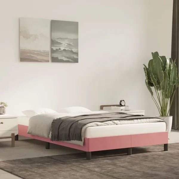 Cadre de lit sans matelas rose 120x190 cm velours
