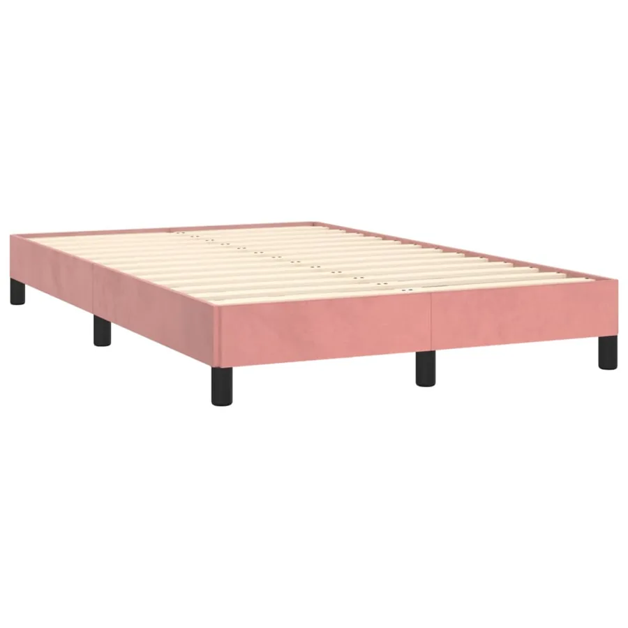 Cadre de lit sans matelas rose 120x190 cm velours - 3