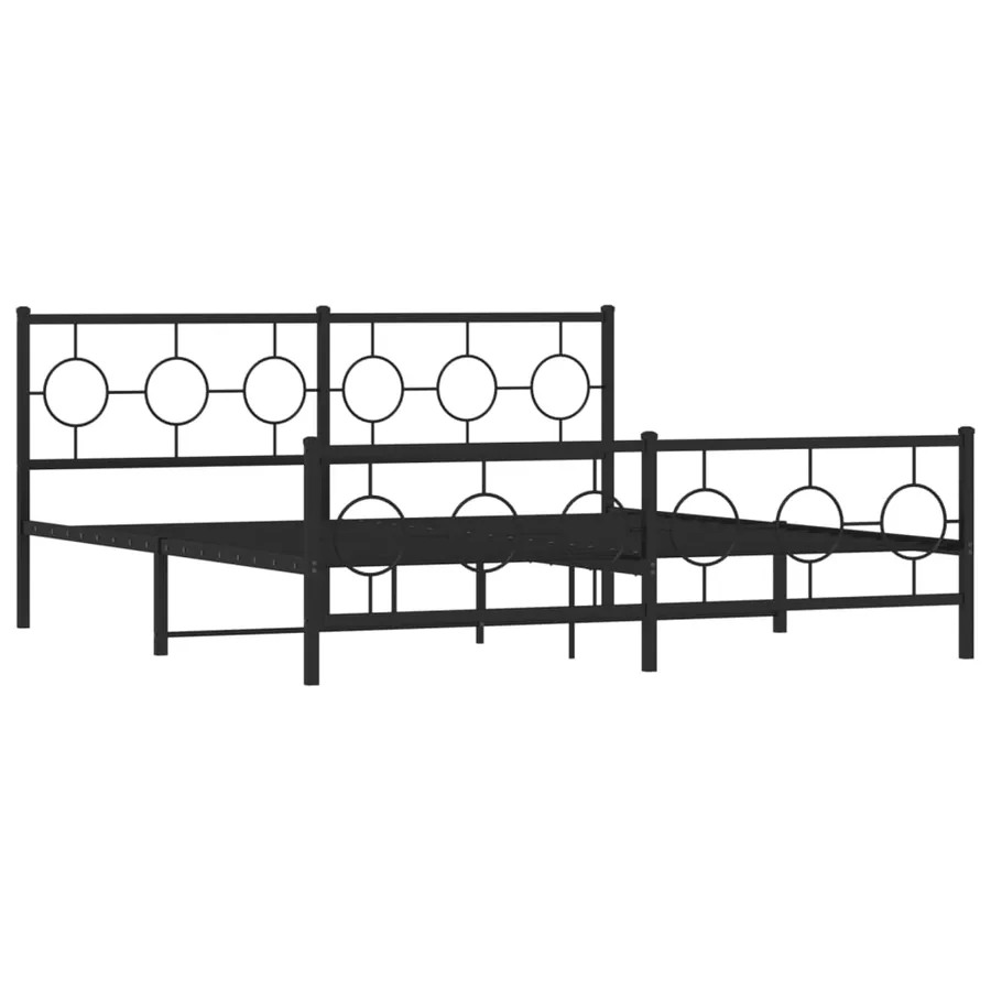 Cadre de lit métal sans matelas avec pied de lit noir 183x213cm - 3