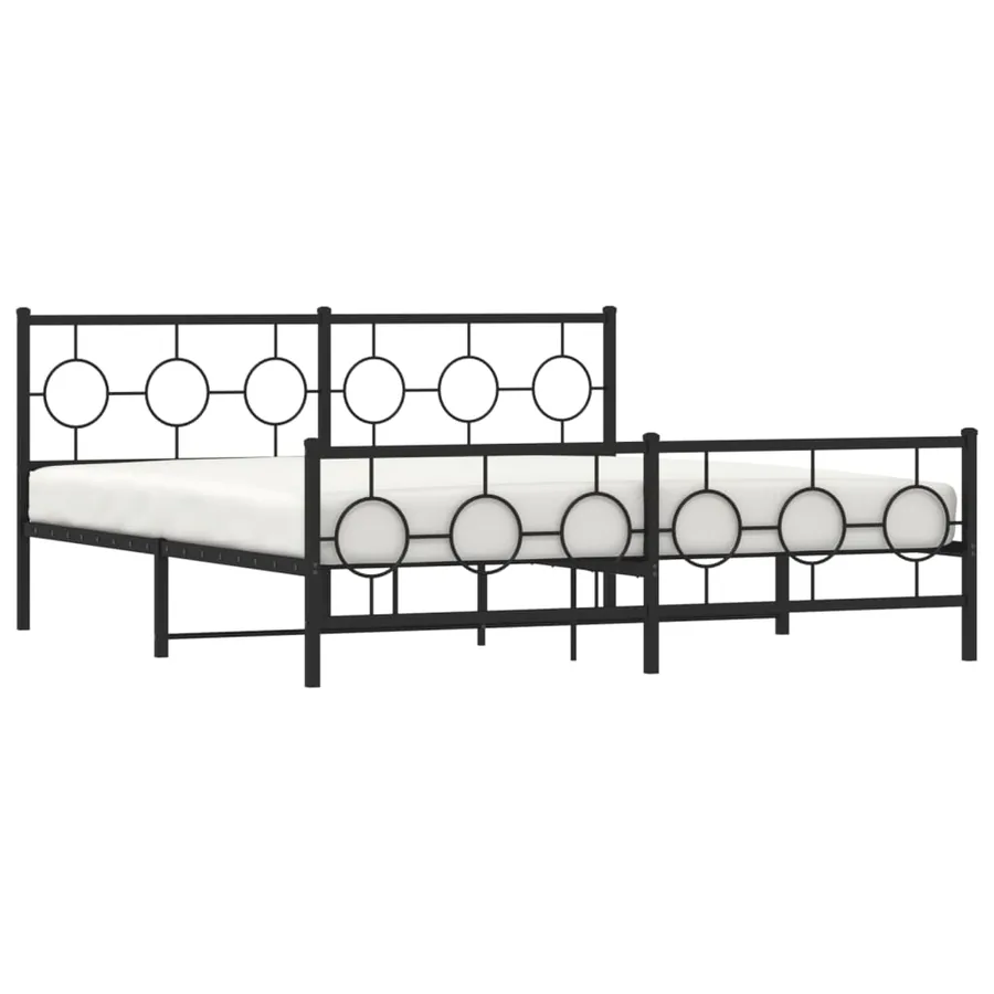 Cadre de lit métal sans matelas avec pied de lit noir 183x213cm - 4