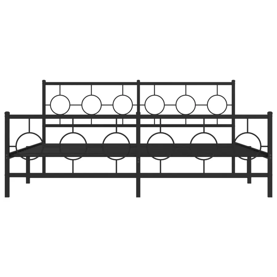 Cadre de lit métal sans matelas avec pied de lit noir 183x213cm - 5