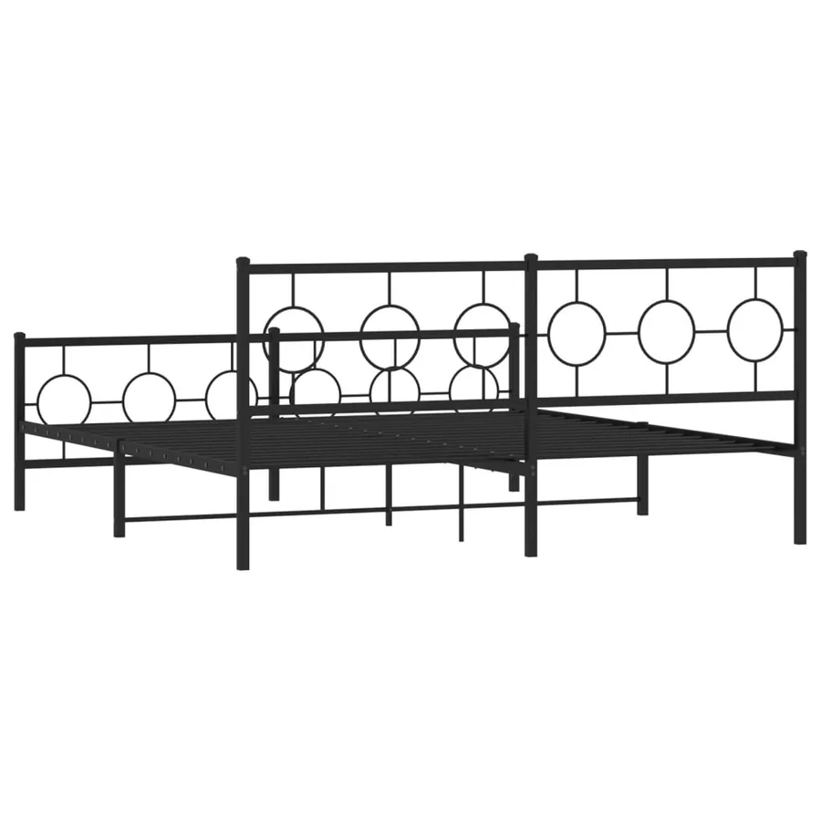Cadre de lit métal sans matelas avec pied de lit noir 183x213cm - 7