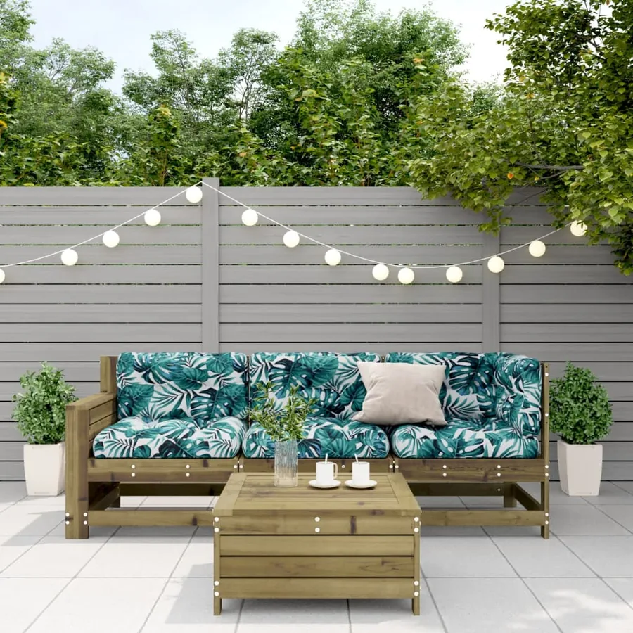 Salon de jardin 4 pcs avec coussins bois de pin imprégné - 3
