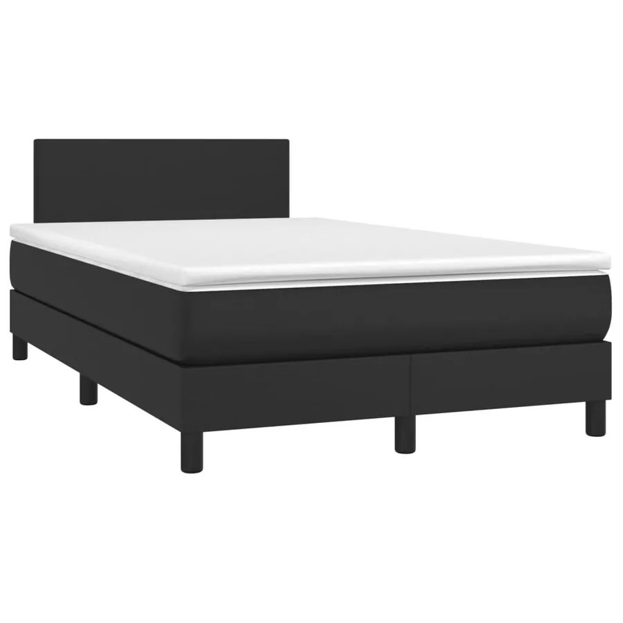 Sommier à lattes de lit avec matelas noir 120x190 cm similicuir - 2