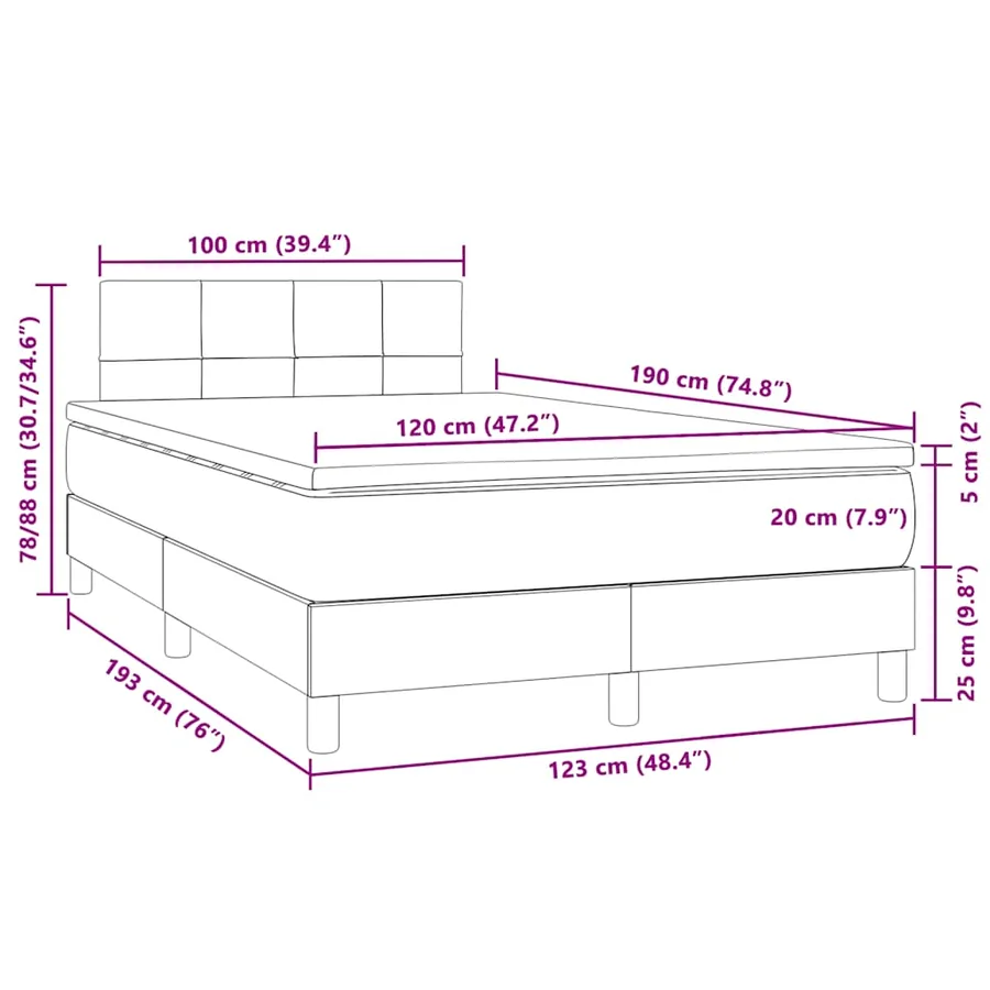 Sommier à lattes de lit avec matelas LED bleu foncé 120x190 cm - 11