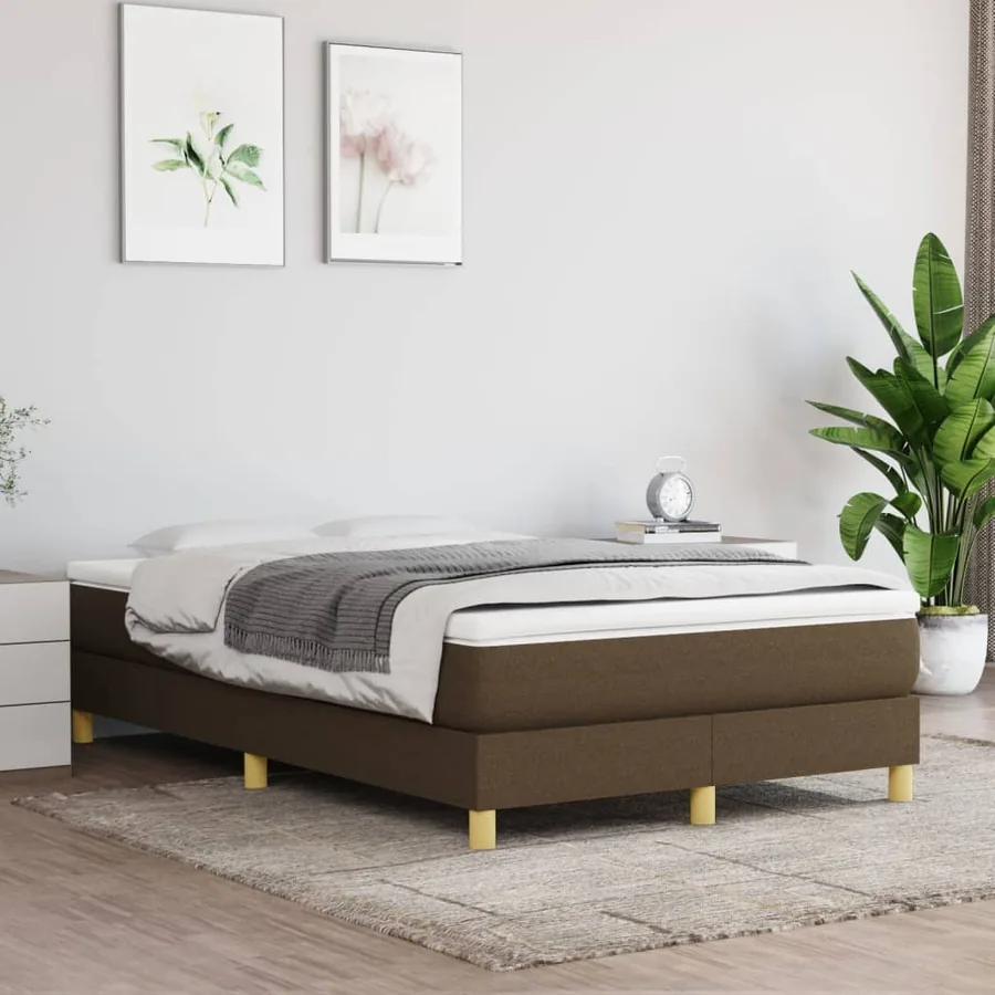 Sommier à lattes de lit et matelas marron foncé 120x190cm tissu - 3