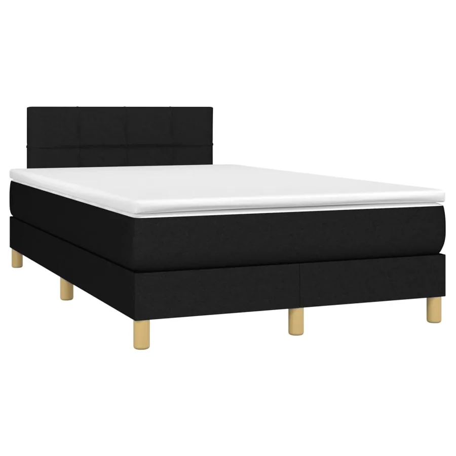 Sommier à lattes de lit avec matelas noir 120x190 cm tissu - 2