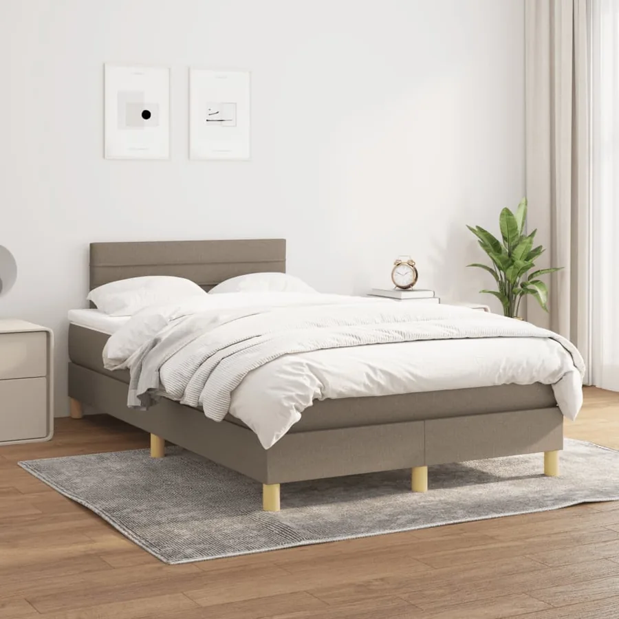 Sommier à lattes de lit avec matelas taupe 120x190 cm tissu - 3
