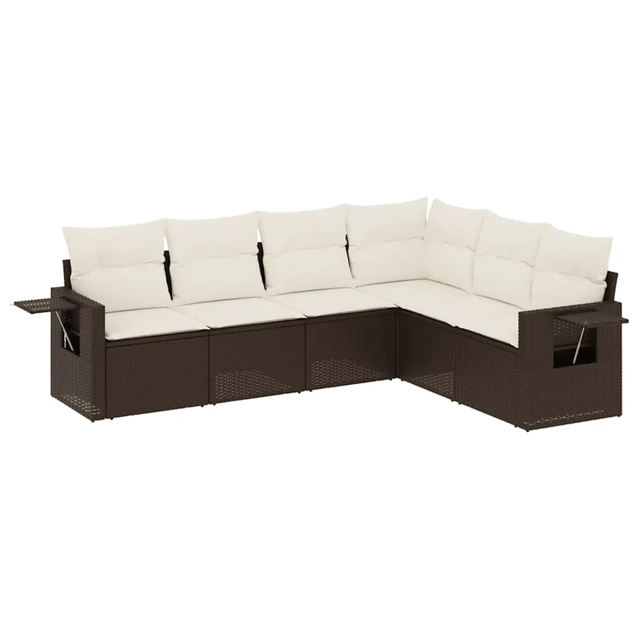 Salon de jardin avec coussins 6 pcs marron résine tressée - 2